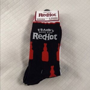 Franks Red Hot 2 pack crew length socks; size: L; easily can be unisex
